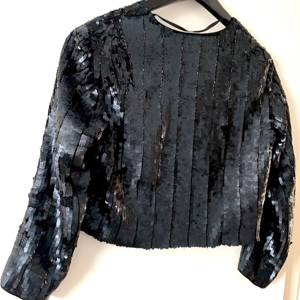 Matt & Shiny Sequin Formal Cropped Cardigan Top - image 6